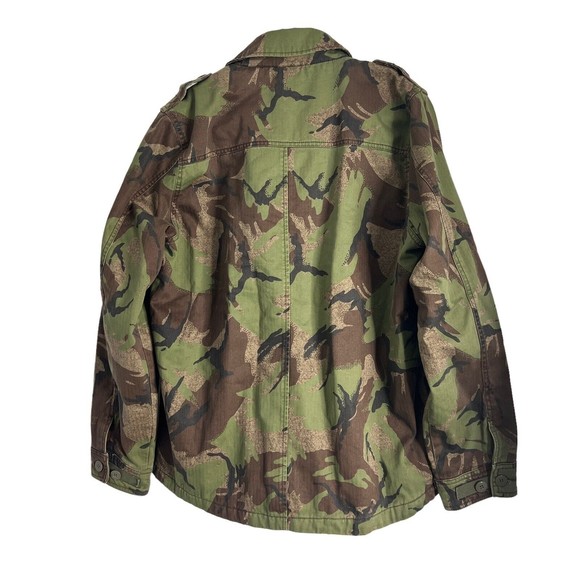 Abercrombie & Fitch Green Camo Jacket Mens Large Military Hunting Orange Quilted - Picture 7 of 7